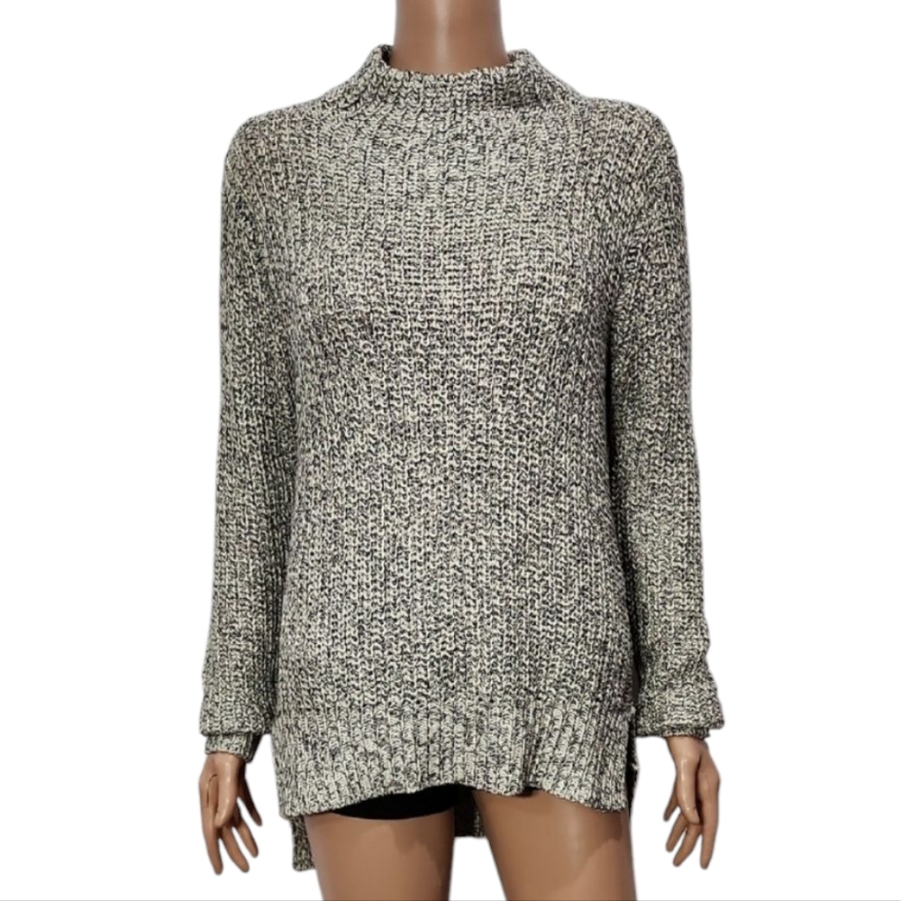 RDI Mock Neck‎ Cream/Black Size M Ribbed Knit Sweater Womens